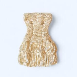 Gold strapless mini dress with